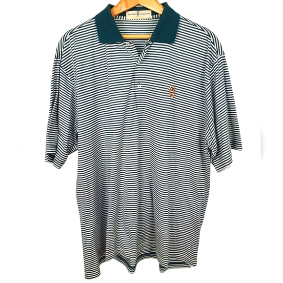 Fairway and Greene Striped Men's Polo Shirt. Hunter Green And White. LG - Picture 1 of 11